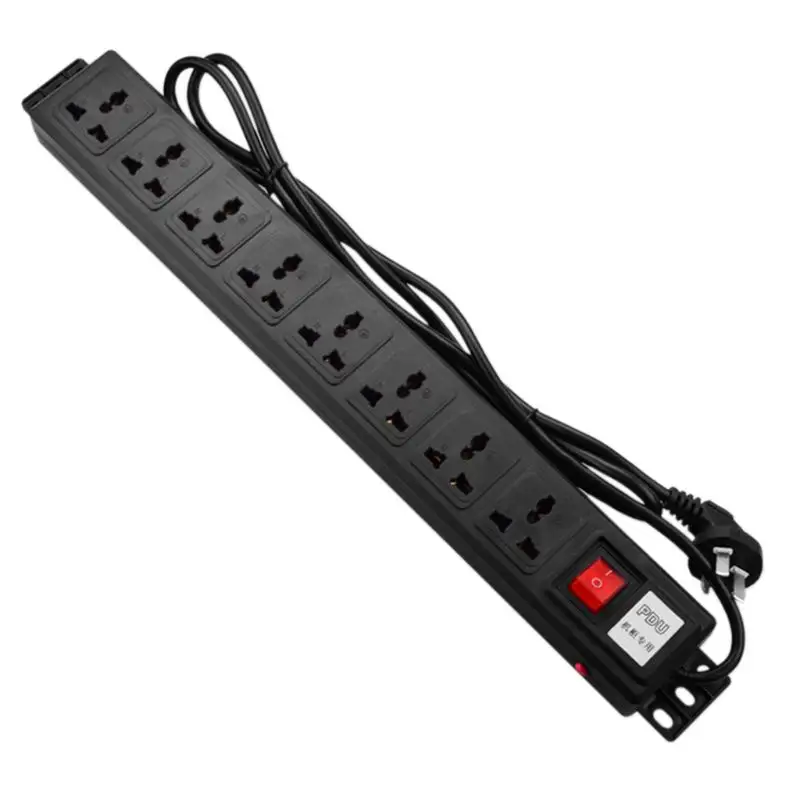 1U PDU 8 Outlet Metal Power Strip Surge Protector 250V 10A 2500W mit Long Extension Cord für 19 zoll Server Rack