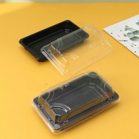 Japanse sushi-schaal, composteerbare plastic sashimi-doos, afhaallocatie voor eten, kleine zwarte plastic doos