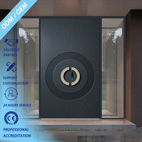 Porte double blindée en aluminium moulé avec verre, haut de gamme, sur mesure, imperméable, avec revêtement fluoré, minimaliste, pour entrée de villa ou appartement, usage extérieur