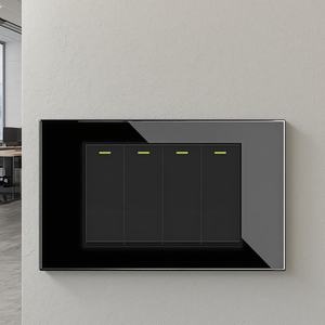 Delviz 120mm * 72mm Tinh thể thủy tinh chúng tôi BR bảng chuyển đổi, AC 110V ~ 250V 16A điều khiển điện, 4 gang 2 cách đẩy nút Tường Đèn chuyển đổi - Product Image 5