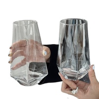Tasse en verre borosilicate de haute qualité, style Ins, en forme de losange, populaire auprès des restaurants, pour thé aux fruits, soda et boissons froides