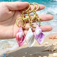 Porte-clés en acrylique en forme de coquillage, dégradé irisé, thème océan, vente en gros