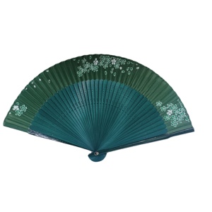 2026 Éventail pliant en bambou vert, style art populaire ancien, éventail de danse chinois d'été, éventail à main portable peint, cadeau promotionnel, souvenir d'événement - Product Image 1