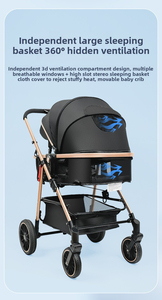 Poussette panoramique 3-en-1 avec grandes roues, siège réversible, position assise à couchée, système de voyage et capote pour bébé et tout-petit - Product Image 6