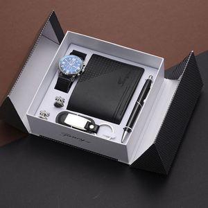 Práctico juego de regalo de negocios, para socios comerciales de reloj de regalo de gama alta + cinturón + llavero + gemelos + juego de regalo con bolígrafo - Product Image 1