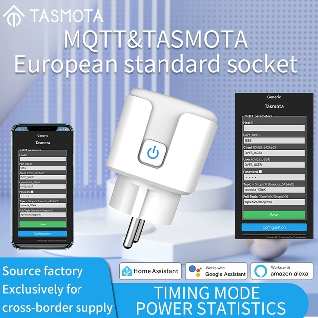 2026 EU Standard TASMOTA ESP32 ESP8285 16A Wifi Smart Outlet Sockets With Power Monitoring Timing Function Alexa google Home