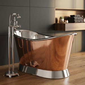 Baignoire ovale autoportante en cuivre, design moderne et luxueux, avec couvercle, pour adultes, conception durable, artisanat indien fait main - Product Image 1