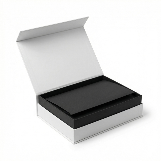 Debossed Embossed Logo Folding Gift Box with Offset Printing Matte Black Sponge Lined Luxury Book Box for High-End Branding