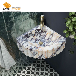 Luxe Calacatta Viola Marbre Éviers Pierre Naturelle Blanc Vanité pour Salle De Bains - Product Image 2