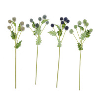 Bunga Echinops Globe Thistle Buatan 64cm 6 Kepala, Tangkai Thistle Biru Palsu Realistis untuk Dekorasi Rumah Rustic Wabi-Sabi dan Pernikahan