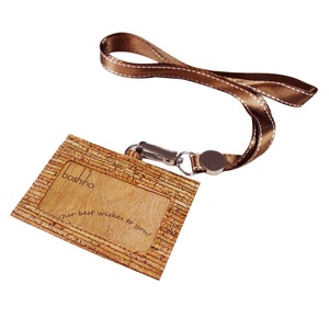 Boshiho RTS Vegan Cork Card Horizontal <b>Id</b> Badge <b>Holder</b> Friendly Retractable Security Badge <b>Holder</b> with Lanyard - Product Image 1