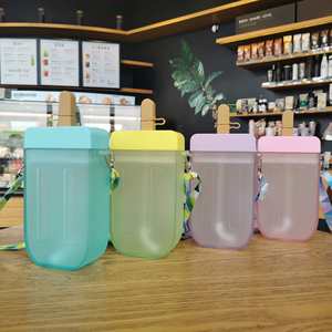 Bouteille d'eau en plastique avec paille, nouveau design, motif Kawaii, pour filles, vente en gros personnalisée - Product Image 5