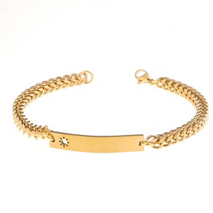 Bracelet personnalisé en gros plaqué or 18 carats, bracelet de luxe en acier inoxydable étanche et gravable pour femme - Product Image 5