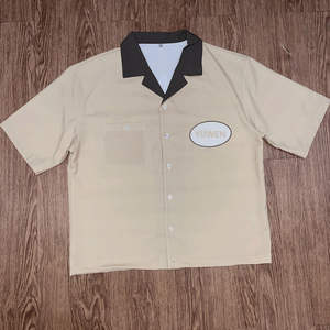 カスタム刺繍ロゴボタンメンズポロシャツカット縫いわずかにトリミングフィットキューバ襟付きシャツボックスワークシャツ男性用 - Product Image 3