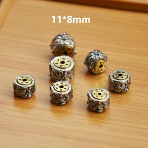 Tibetan <b>Buddha</b> Spacer <b>Beads</b> 11x8mm Antique Silver Round For Bracelet Making Jewelry Findings - Product Image 1