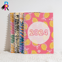 Journal relié en spirale avec couverture rigide laminée mate, carnet de notes, stock CMYK, A5 A6, anneau YO, personnalisé A4 A5, rose, marron, spirale