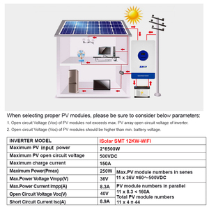 Inversor Solar Híbrido <span class=keywords><strong>EASUN</strong></span> ISolar SMT de 12KW, Funciona en Modo Paralelo sin Batería, con WiFi - Product Image 3