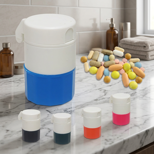 Bright Flower 3-in-1 Pill Medicine Crushing Cutter & <b>Storage</b> <b>Box</b> with Splitter <b>Plastic</b> Material Model 0303J Zhejiang - Product Image 4