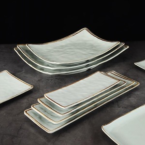 Assiette rectangulaire en mélamine, assiette de style japonais imitation porcelaine, assiette ovale pour poisson, assiette créative pour restaurant de hot pot - Product Image 2
