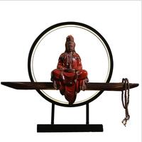 Backflow धूप बर्नर नई चीनी शैली बैंगनी रेत साफ बोतल Guanyin बोधिसत्व बुद्ध आभूषण के साथ दीपक चक्र ज़ेन