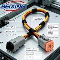 Harnais de câblage BeiXing A00076 personnalisé à 6 broches, connecteur allemand blindé en nylon IP67 12V, âme en cuivre, résistant aux chocs, compatible avec le climatiseur de voiture
