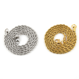 Electroplated Twisted <b>Rope</b> Link <b>Chain</b> Stainless Steel Multi‑Tone Unisex Plain Necklace Daily Outfit Bulk Supply - Product Image 1