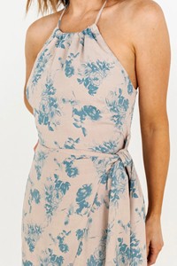 Fabbriche di abbigliamento abito estivo personalizzato di alta qualità con lacci <span class=keywords><strong>blu</strong></span> naturale stampa digitale abiti lunghi abiti da <span class=keywords><strong>donna</strong></span> - Product Image 3
