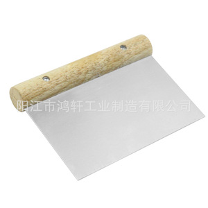 Stainless Steel Pancake Scraper Wooden Handle 15.2x11.2cm Baking Tool For Rice Noodle Flour Cutting - Product Image 2