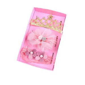 Tracy & Herry Set regalo neonato vendita calda all'ingrosso 3PK fascia con accessori per capelli rosa carino di alta qualità Set regalo
