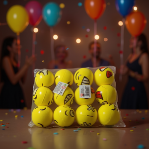 Balles éponge jaunes 6 cm pour fête, lot de 12 - Product Image 3