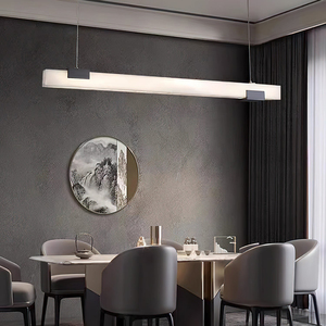Lampadario Moderno a LED Regolabile in Altezza, Stile Antico in Ottone con Sospensione in Pietra d'Alabastro per Soffitto del Soggiorno - Product Image 5