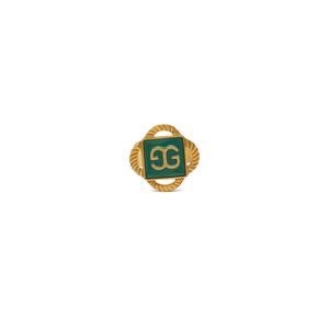 แหวนแฟชั่น สแตนเลสสตีล 316L ชุบทอง PVD สีเขียวเคลือบเงา ดีไซน์โลโก้ GG เครื่องประดับโดดเด่น - Product Image 2