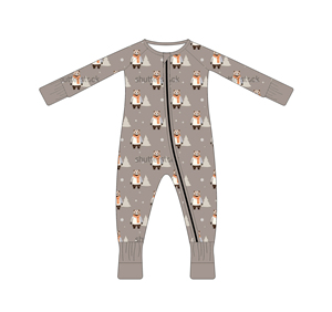 Pigiama intero <span class=keywords><strong>neonato</strong></span> premium in bambù a maniche lunghe, stampa horror teschio clown mostro Halloween, cerniera YKK, tutina morbida per neonati - Product Image 3