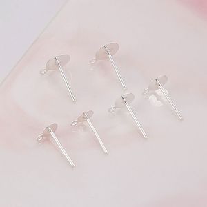 18K Gold and Silver Plated S925 Flat-bottomed Earring <b>Posts</b>, DIY Handmade Silver Jewelry Earring Accessories Wholesale A24 - Product Image 3