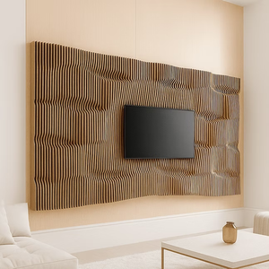 Pannello Murale 3D Parametrico, Decorazione in Legno Ondulato, Arte Murale Parametrica in Legno per Hotel - Product Image 5