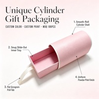 Boîte cylindrique en papier rose de luxe, boîte en papier personnalisée avec tiroir et languette à ruban pour emballage cadeau