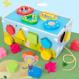 Blocs de puzzle en bois assortis de forme Montessori pour enfants <span class=keywords><strong>jeu</strong></span> de voiture de <span class=keywords><strong>tracteur</strong></span> jouets éducatifs de trieur cognitif pour enfants - Product Image 3