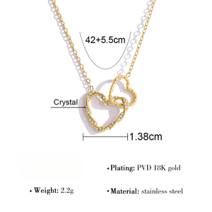 สร้อยคอ CAIOOCHE สไตล์มินิมอล สแตนเลสสตีล ชุบทอง ประดับจี้รูปหัวใจประดับเพชรซิคอน สำหรับผู้หญิง ของขวัญวันแม่ - Product Image 3
