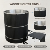 Baignoire de trempage à froid en baril de bois, en acier inoxydable 316, avec refroidisseur 1HP pour la récupération des athlètes, spa extérieur à domicile