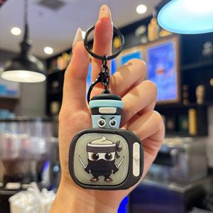 QQ New Arrival Cartoon Rubber Wooden Stick Figure Keychain Bag Pendant with LED Light Wholesale Rubber Keychains Key Ring - Product Image 2