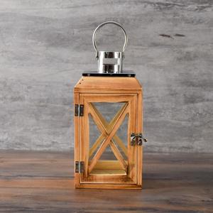 Rustic Wooden <b>Lantern</b> <b>Set</b> with Glass Panels Perfect for Home Decor Weddings and Events Durable and Elegant Design - Product Image 2