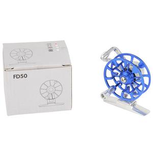 Moulinet de pêche tout métal Fd50 à déclenchement frontal pour pêche sur glace, couleur bleue avec valve de purge - Product Image 1