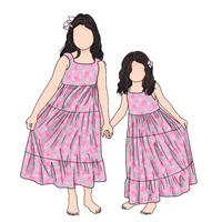 Robe de soeur populaire motif personnalisé imprimé été enfants filles ensoleillé débardeur robe longue pour enfants