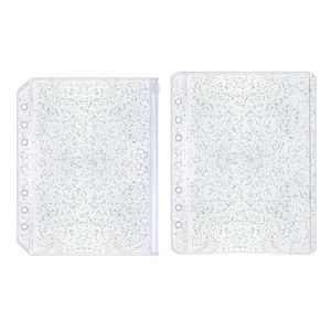 M5 Ring <b>Binder</b> Pockets Loose Leaf Pouches Soft PVC Transparent Glitter Card Bag Side Loading Waterproof Plastic <b>Cash</b> - Product Image 1