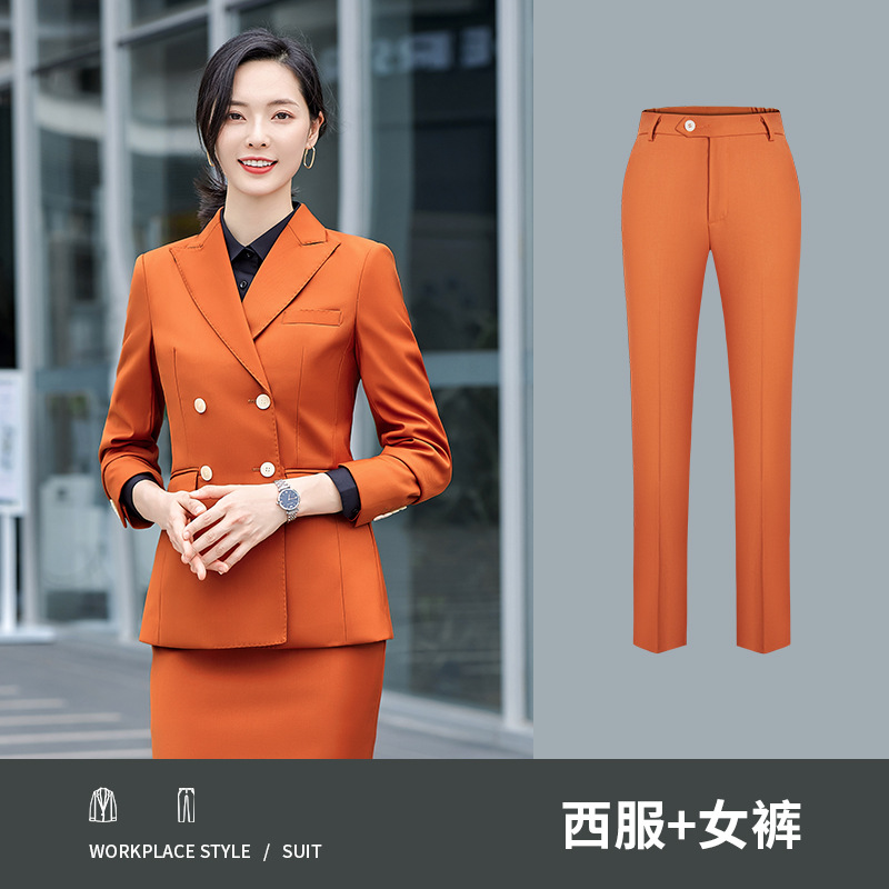 Women's brick-red suit pants