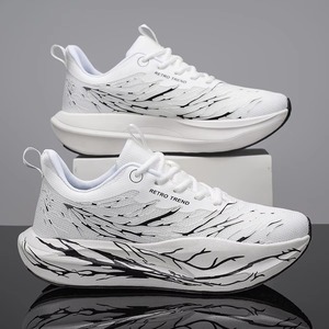 Zapatillas de running retro con patrón de alas, ligeras, con cordones, antideslizantes, de EVA, transpirables, de malla acolchada, estilo walking. - Product Image 2