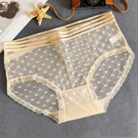 Vente en gros Lingeries Sexy Lolita Sweet Hollow Love Heart Slips Culotte en maille transparente