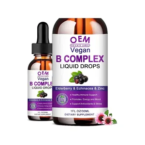 Vitamin B Complex Liquid Drops Sublingual Supports Energy Vitamin Drop Elderberry Echinacea Extract Antioxidant Vitamin B Liquid