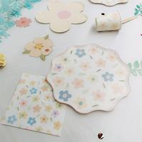 Vaisselle jetable de fête DAMAI en forme de fleur, de qualité supérieure, pour les fêtes de printemps et d'été, gobelets en papier, serviettes, assiettes
