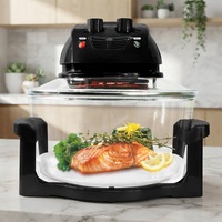 Four à halogène et friteuse à air 12L grande capacité, bol en verre, cuisson turbo, sans huile, multifonction, cuisson saine